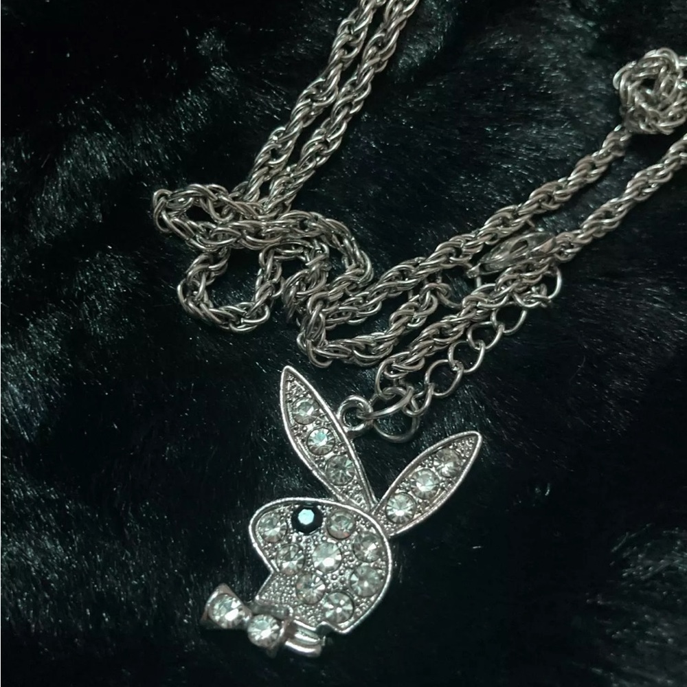 Rhinestone playboy bunny necklace